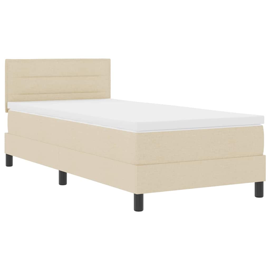 Boxrugós ágy fejtámlával Krém 80 x 200 cm szövet