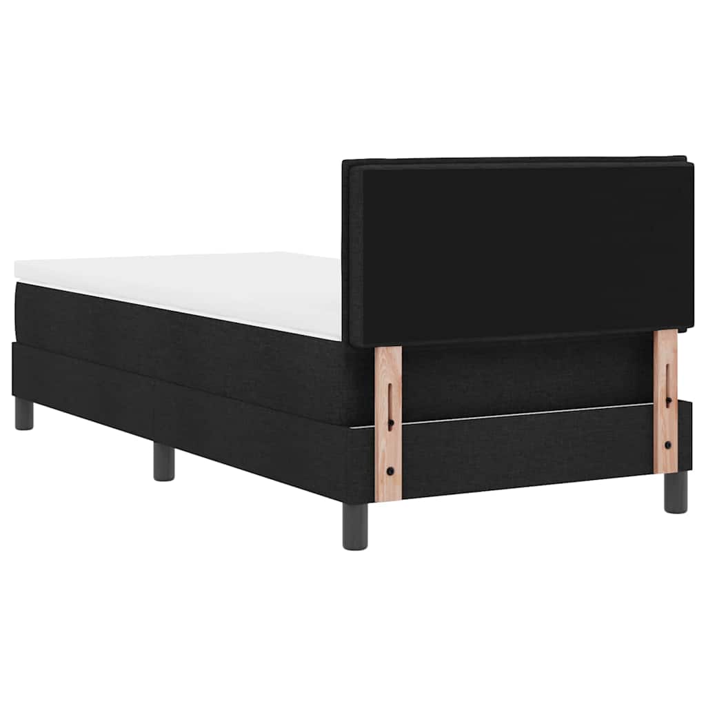 Boxrugós ágy fejtámlával Fekete 90 x 200 cm szövet