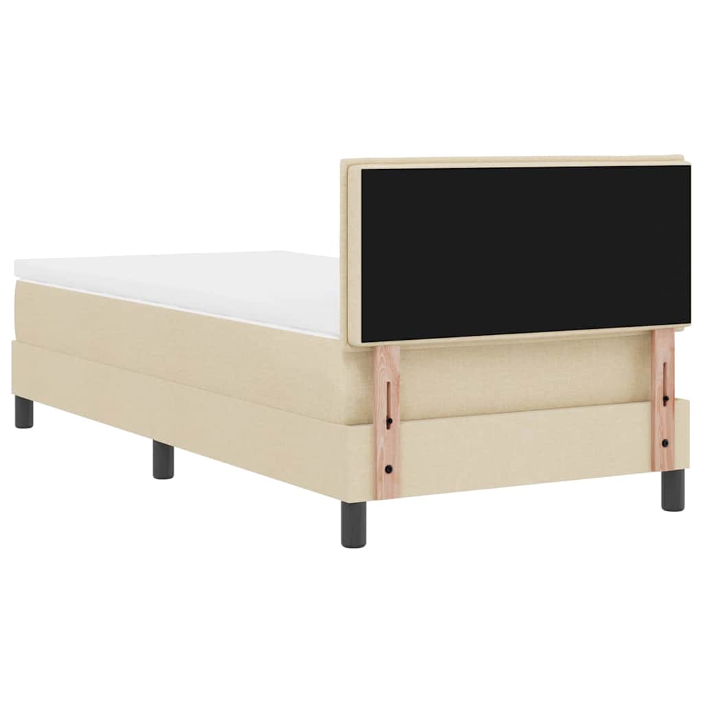Boxrugós ágy fejtámlával Krém 100 x 200 cm szövet
