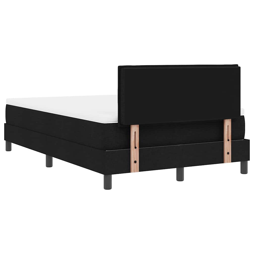 Boxrugós ágy fejtámlával Fekete 120 x 190 cm szövet