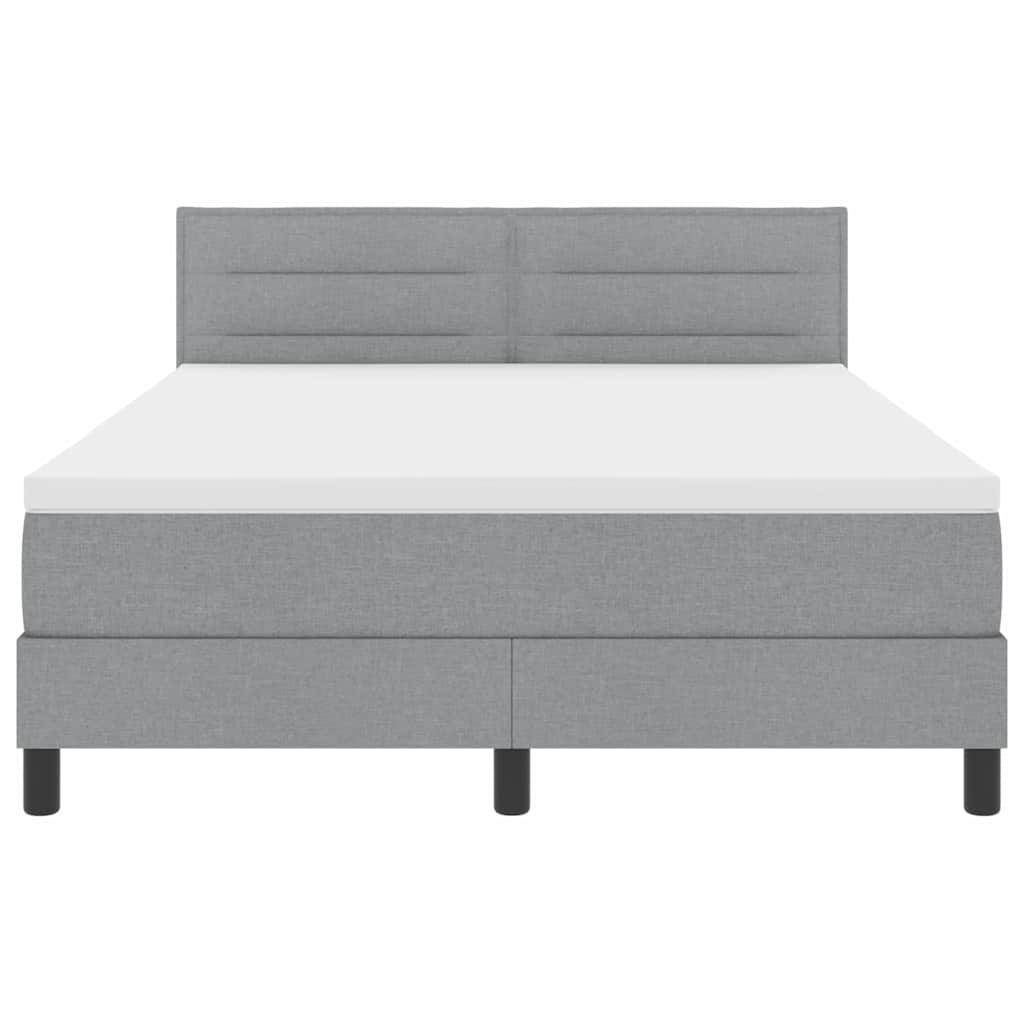 Boxrugós ágy fejtámlával Világosszürke 140 x 190 cm szövet