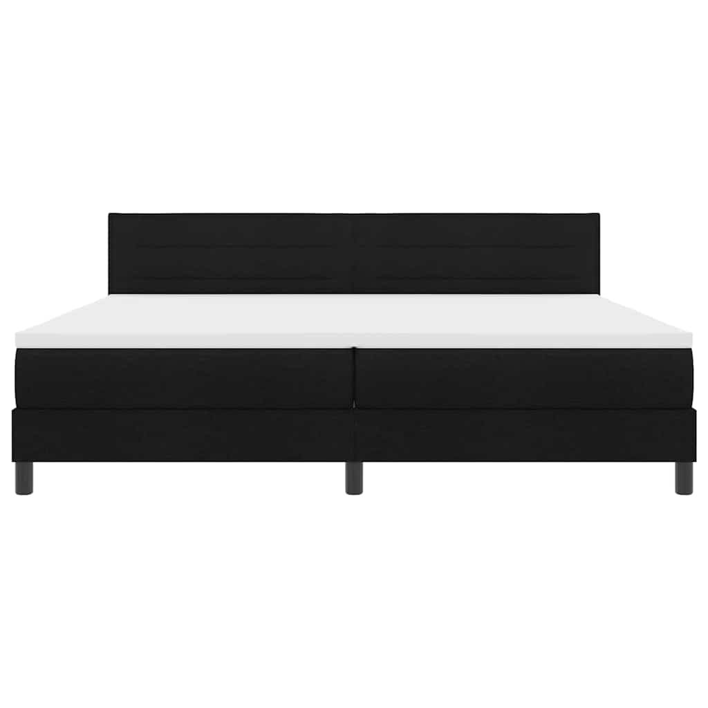 Boxrugós ágy fejtámlával Fekete 200 x 200 cm szövet