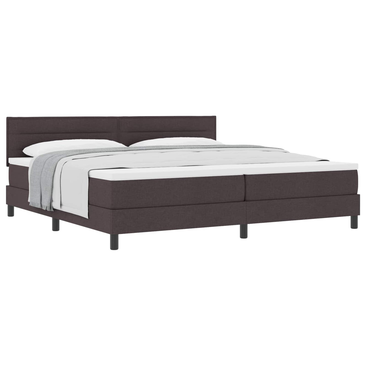 Boxrugós ágy fejtámlával Sötét Barna 200 x 200 cm szövet