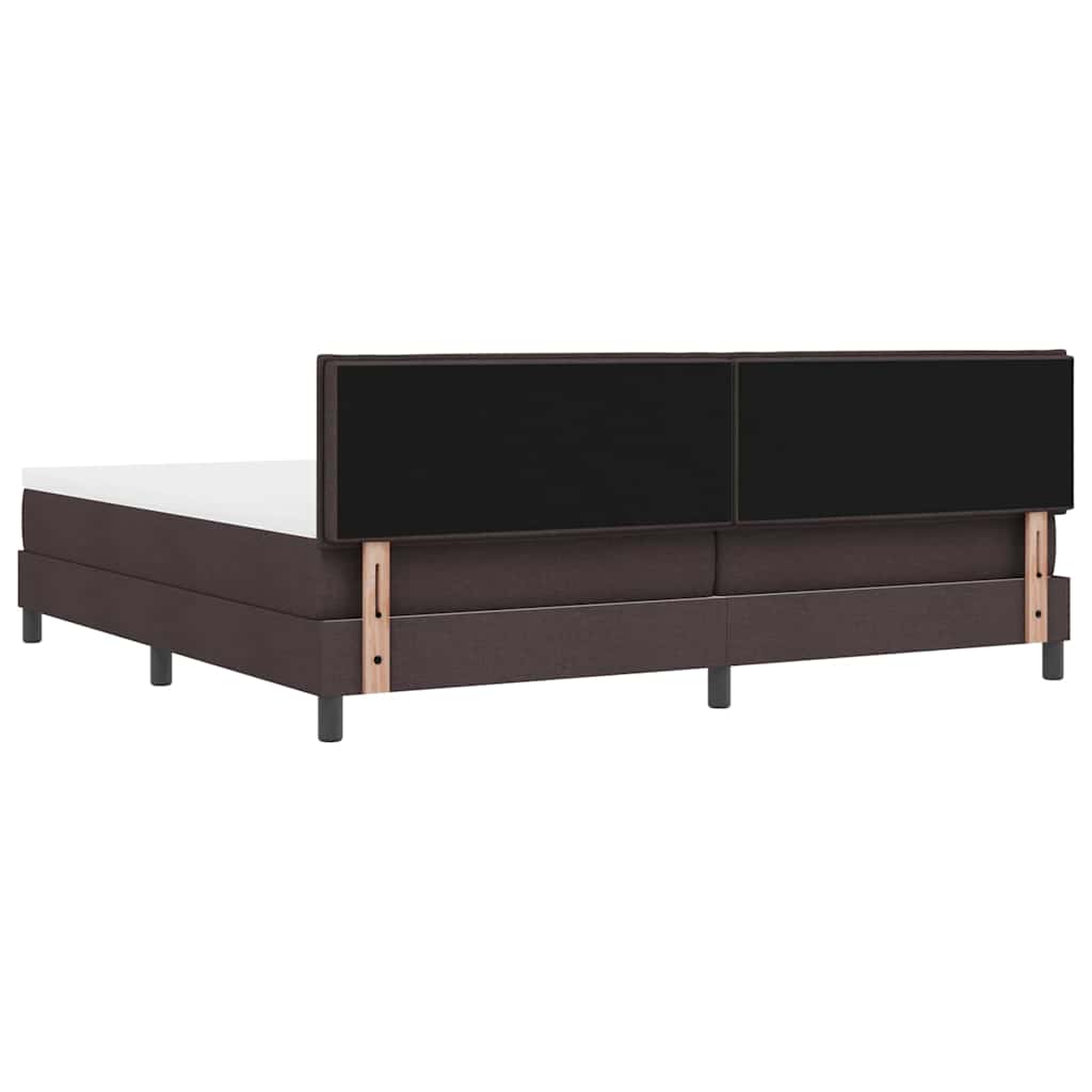 Boxrugós ágy fejtámlával Sötét Barna 200 x 200 cm szövet