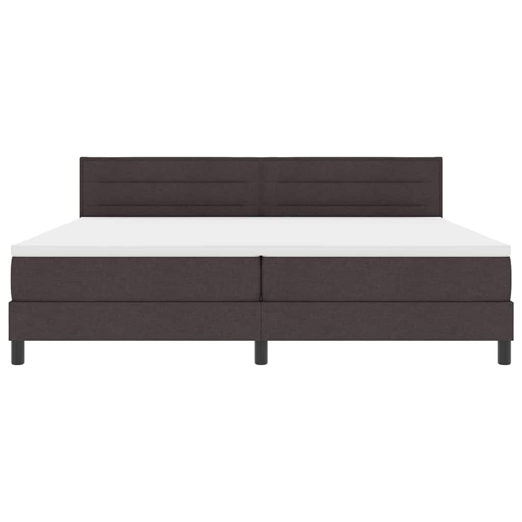 Boxrugós ágy fejtámlával Sötét Barna 200 x 200 cm szövet