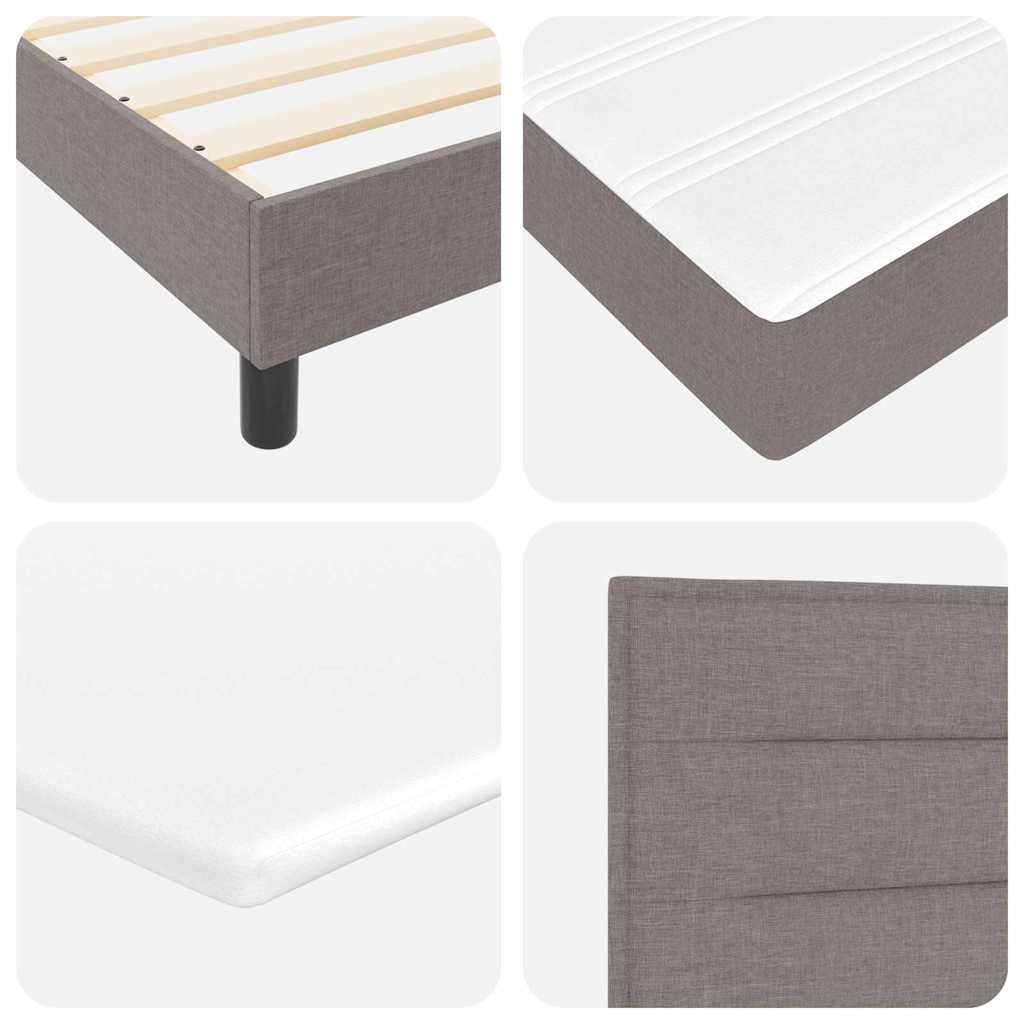 Boxrugós ágy párnával fejtámlával Tópszínű 200 x 200 cm szövet