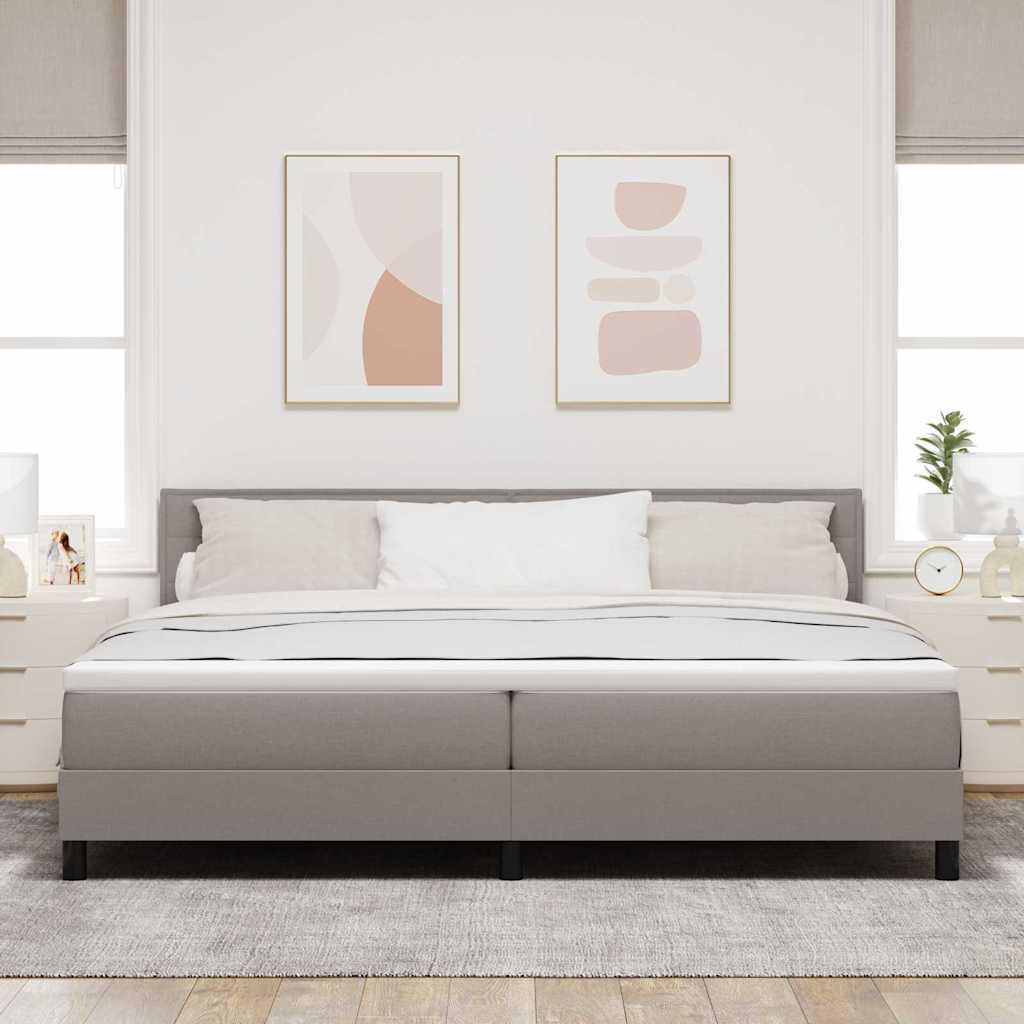 Boxrugós ágy párnával fejtámlával Tópszínű 200 x 200 cm szövet