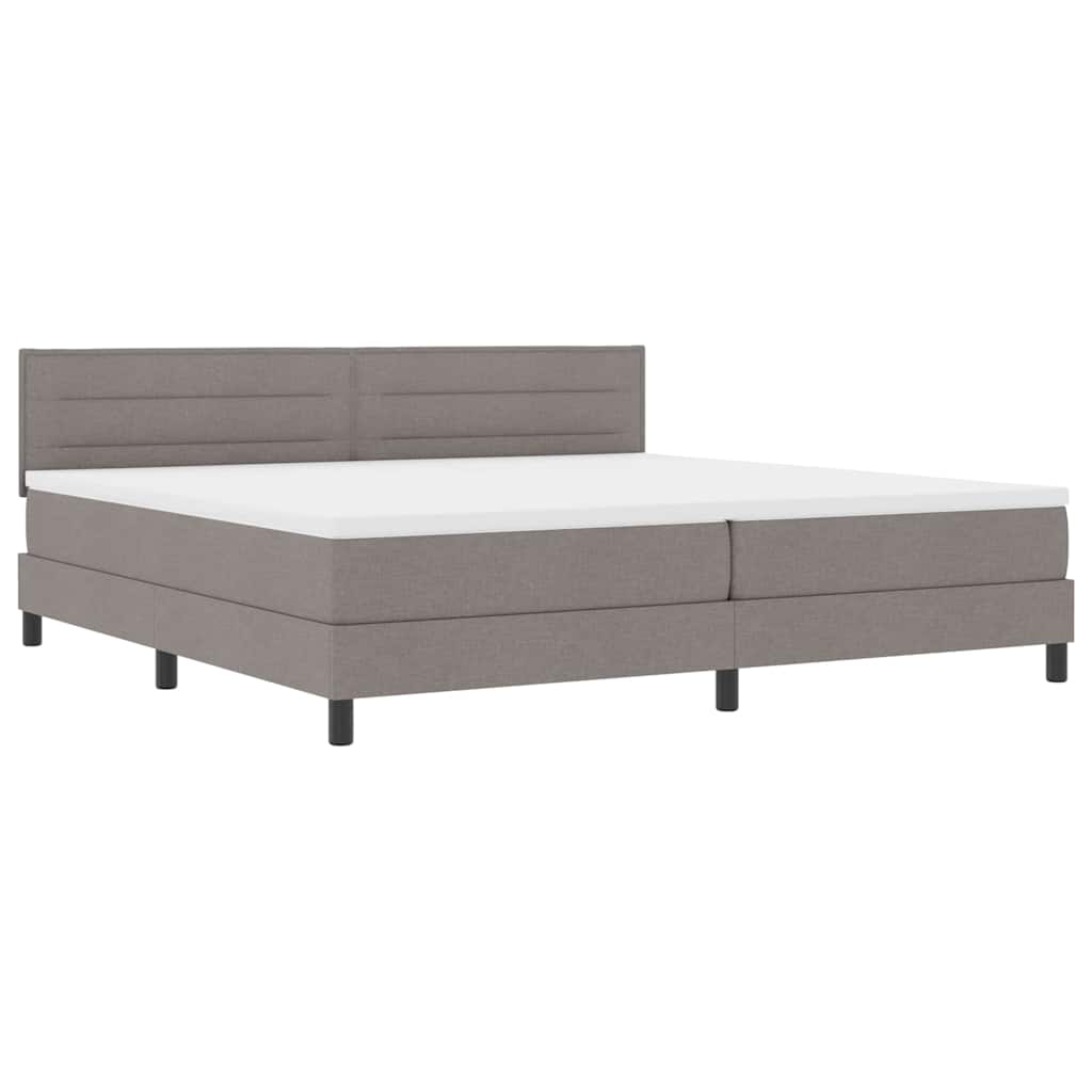 Boxrugós ágy párnával fejtámlával Tópszínű 200 x 200 cm szövet