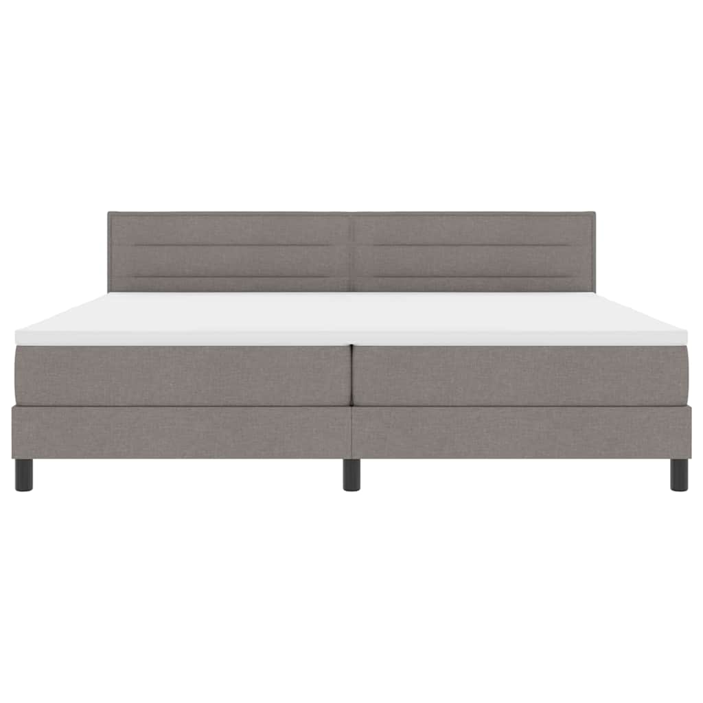 Boxrugós ágy párnával fejtámlával Tópszínű 200 x 200 cm szövet
