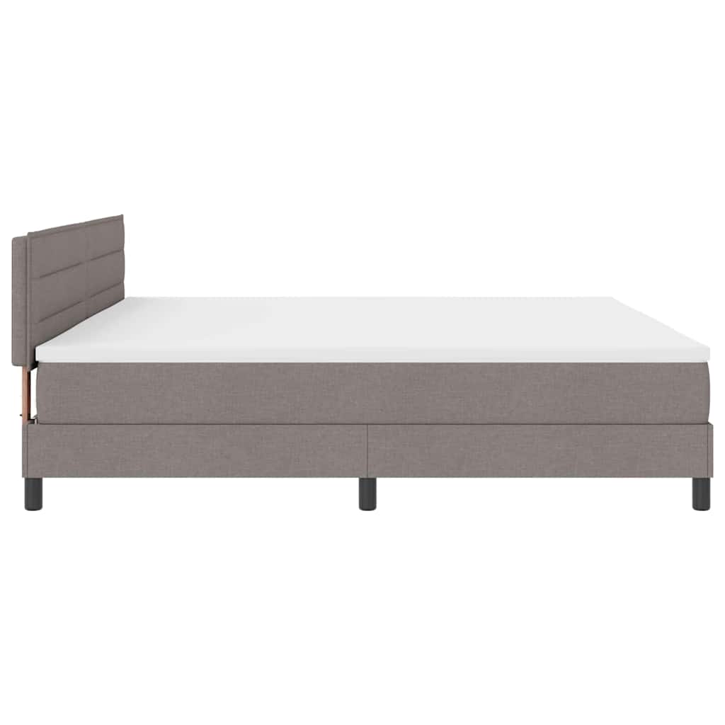 Boxrugós ágy párnával fejtámlával Tópszínű 200 x 200 cm szövet