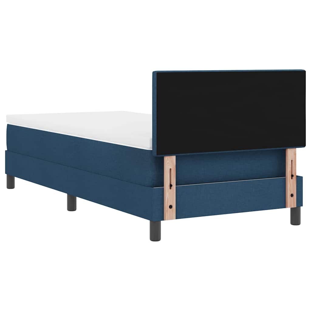 Boxrugós ágy párnával fejtámlával Kék 80 x 200 cm szövet