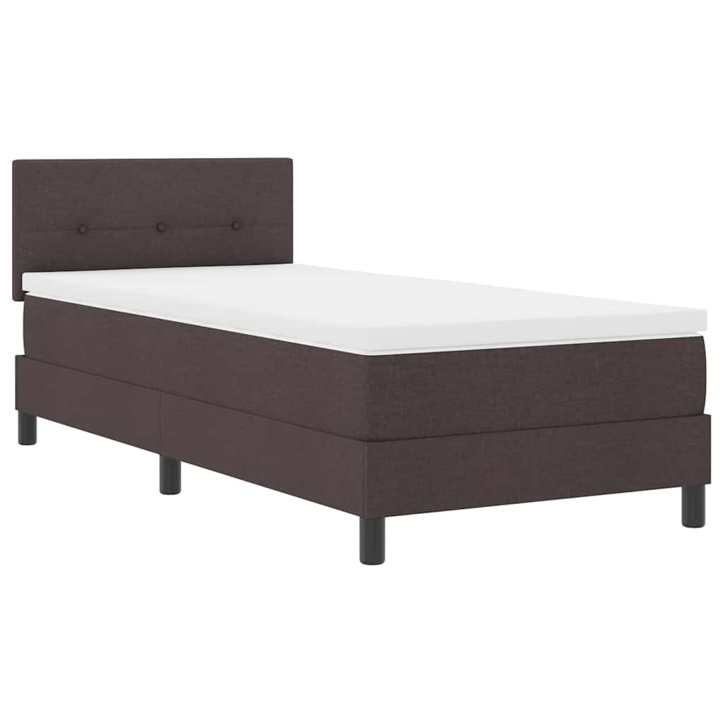 Boxrugós ágy párnával Sötét Barna 90 x 190 cm szövet