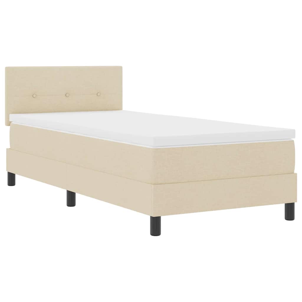 Boxrugós ágy fejtámlával Krém 100 x 200 cm szövet