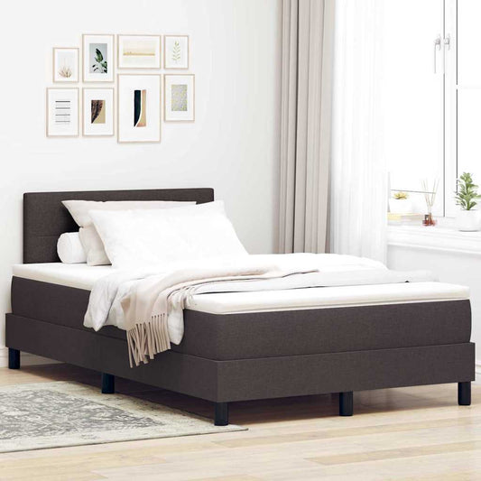 Boxrugós ágy fejtámlával Sötét Barna 120 x 200 cm szövet