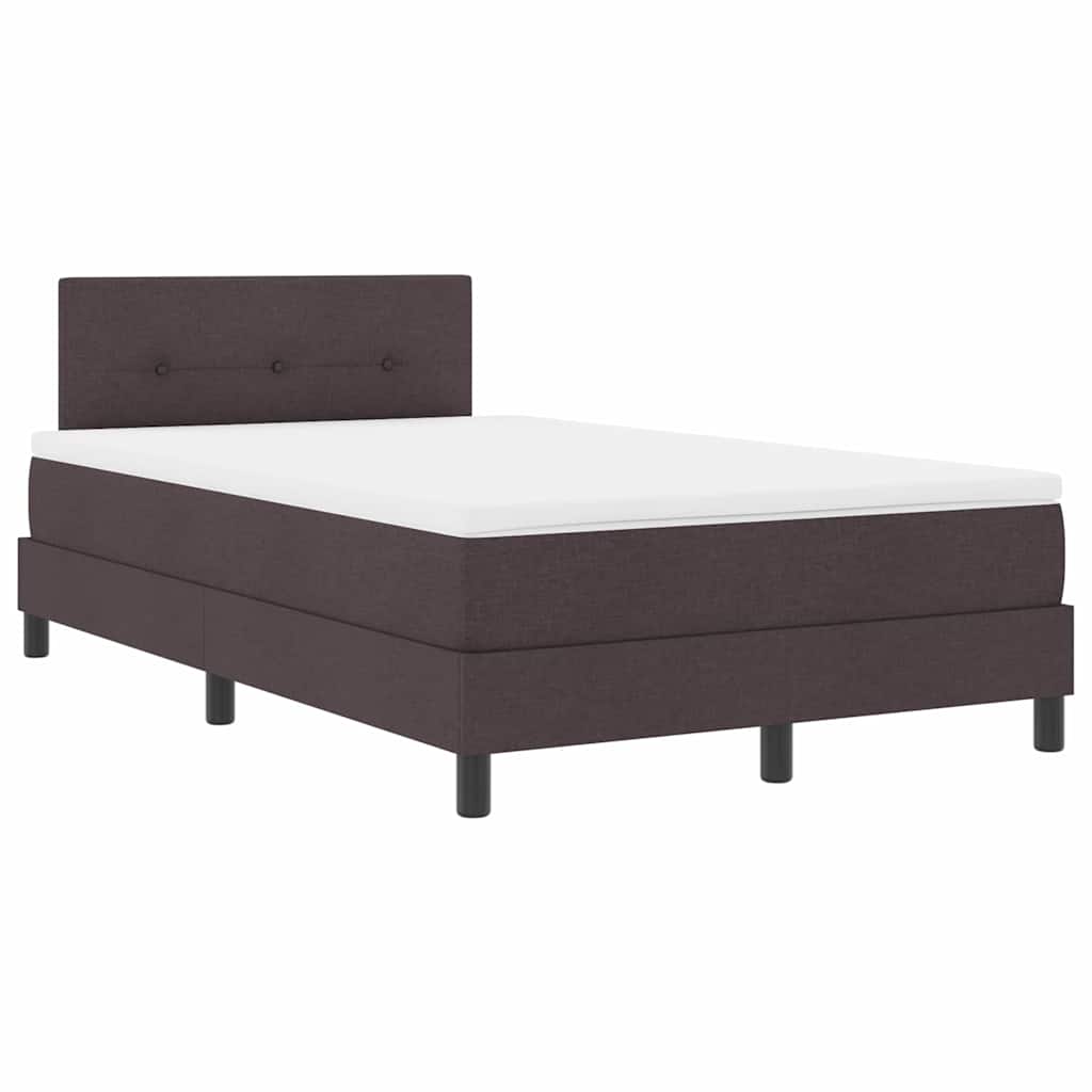 Boxrugós ágy fejtámlával Sötét Barna 120 x 200 cm szövet