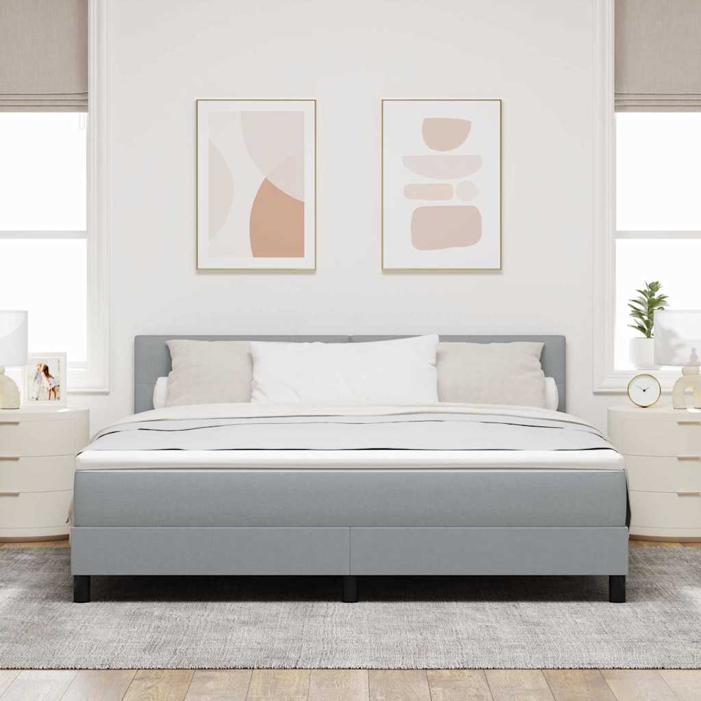Boxrugós ágy fejtámlával Világosszürke 180 x 200 cm szövet
