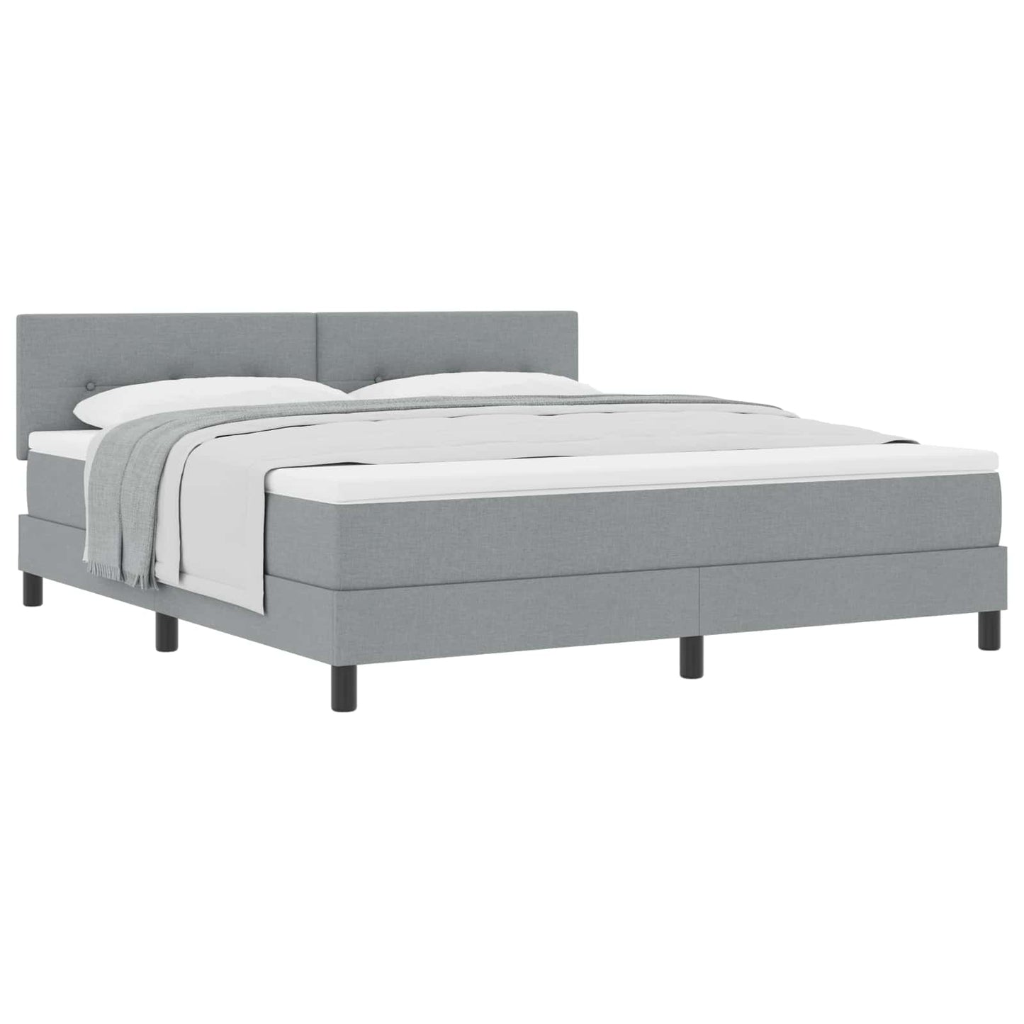 Boxrugós ágy fejtámlával Világosszürke 180 x 200 cm szövet