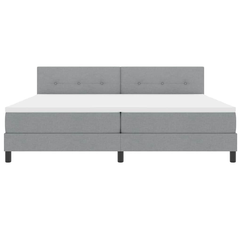 Boxrugós ágy fejtámlával Világosszürke 200 x 200 cm szövet