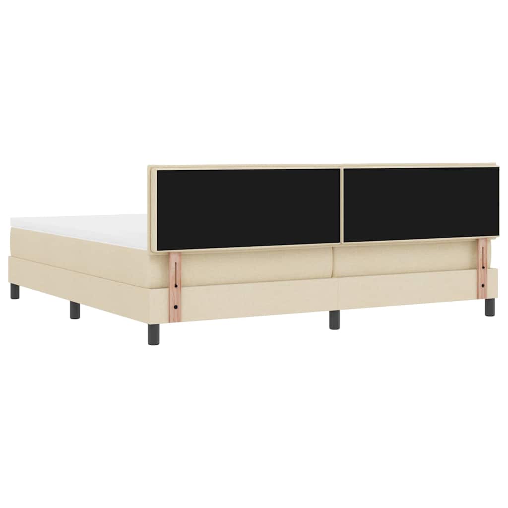 Boxrugós ágy fejtámlával Krém 200 x 200 cm szövet