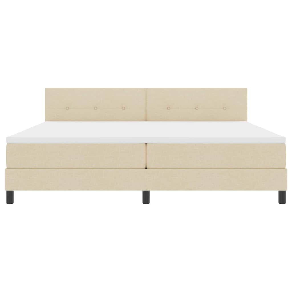 Boxrugós ágy fejtámlával Krém 200 x 200 cm szövet