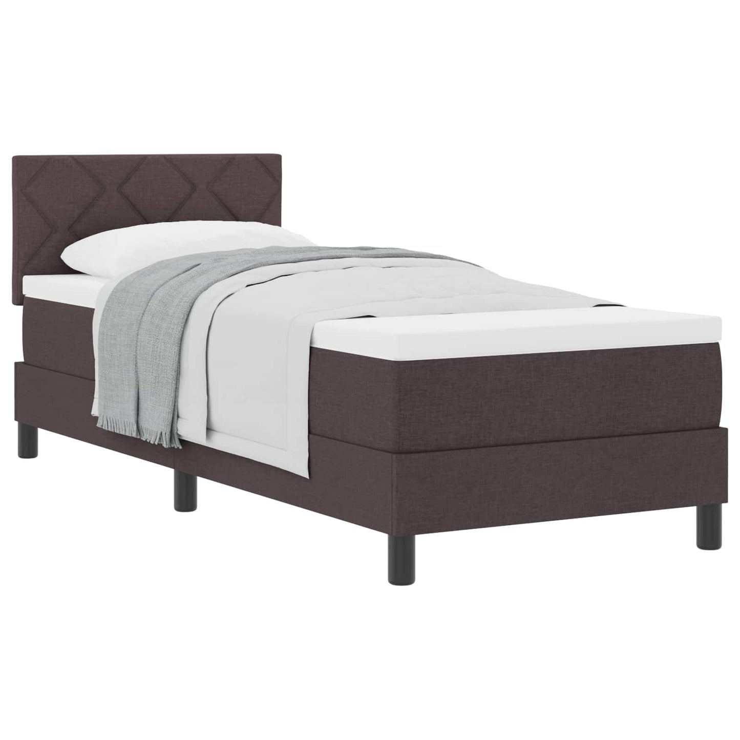 Boxrugós ágy fejtámlával Sötét Barna 80 x 200 cm szövet