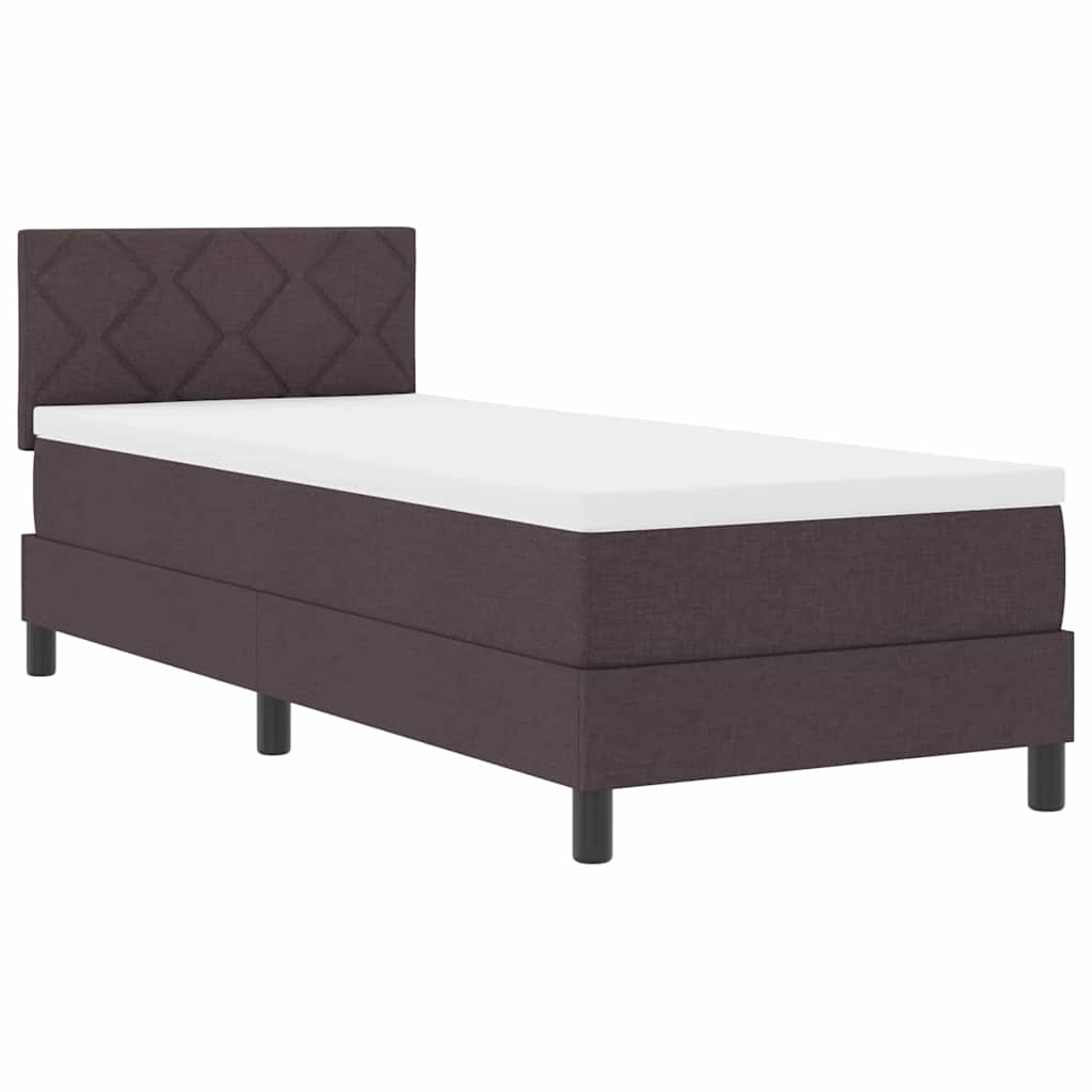 Boxrugós ágy fejtámlával Sötét Barna 80 x 200 cm szövet