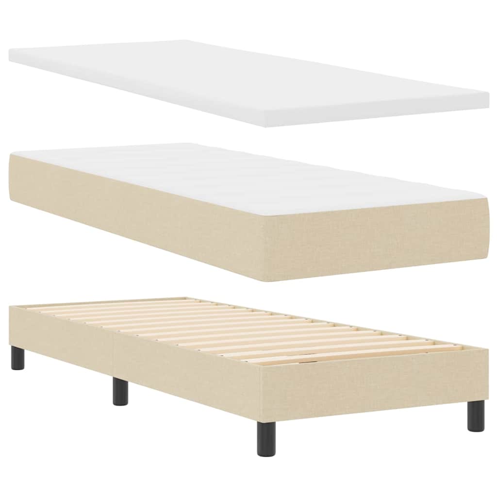 Boxrugós ágy fejtámlával Krém 80 x 200 cm szövet