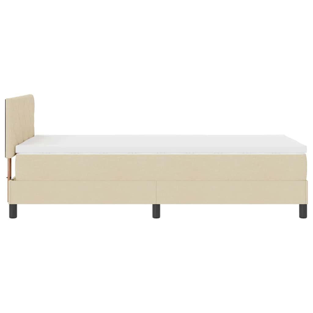 Boxrugós ágy párnával fejtámlával Krém 90 x 200 cm szövet