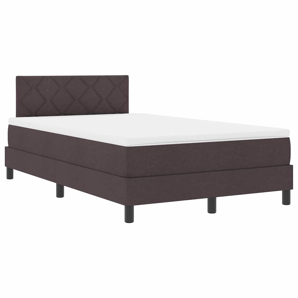 Boxrugós ágy fejtámlával Sötét Barna 120 x 190 cm szövet