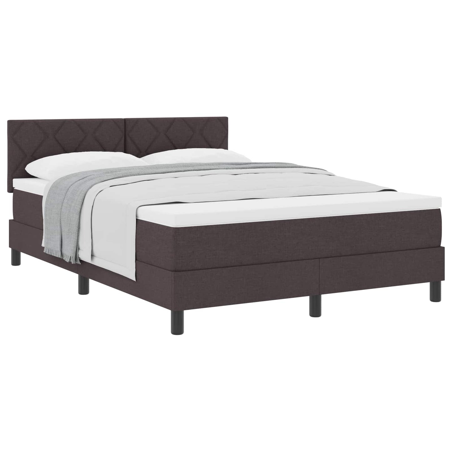 Boxrugós ágy fejtámlával Sötét Barna 140 x 190 cm szövet
