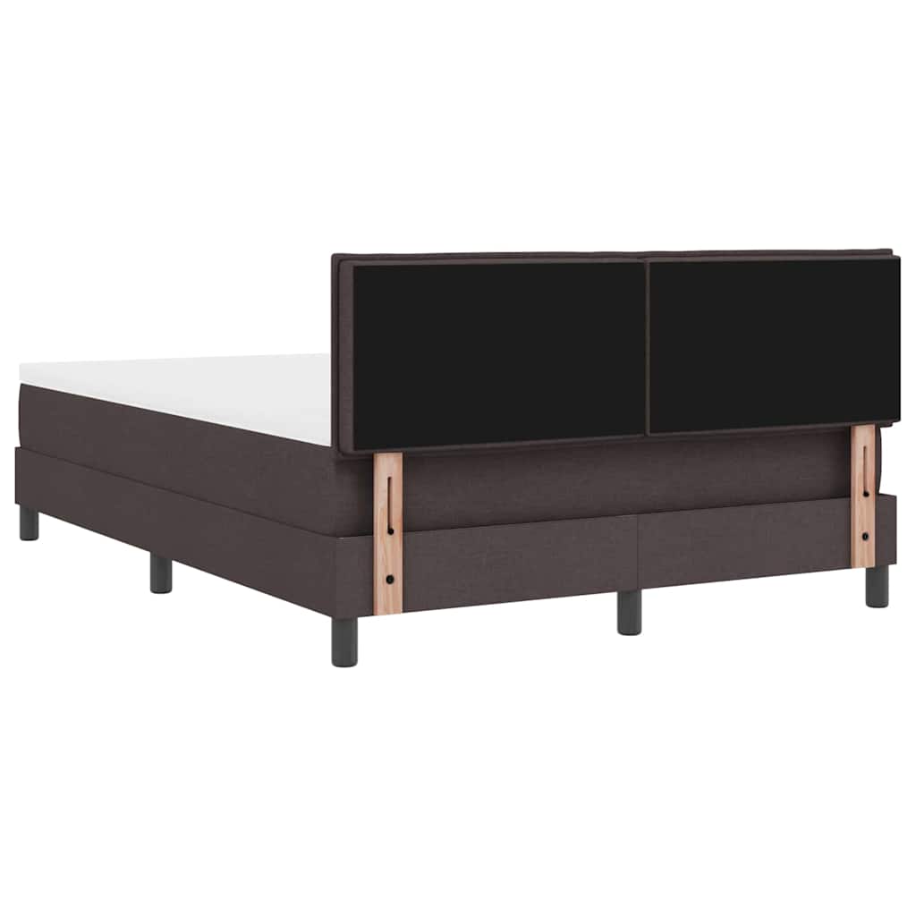 Boxrugós ágy fejtámlával Sötét Barna 140 x 190 cm szövet