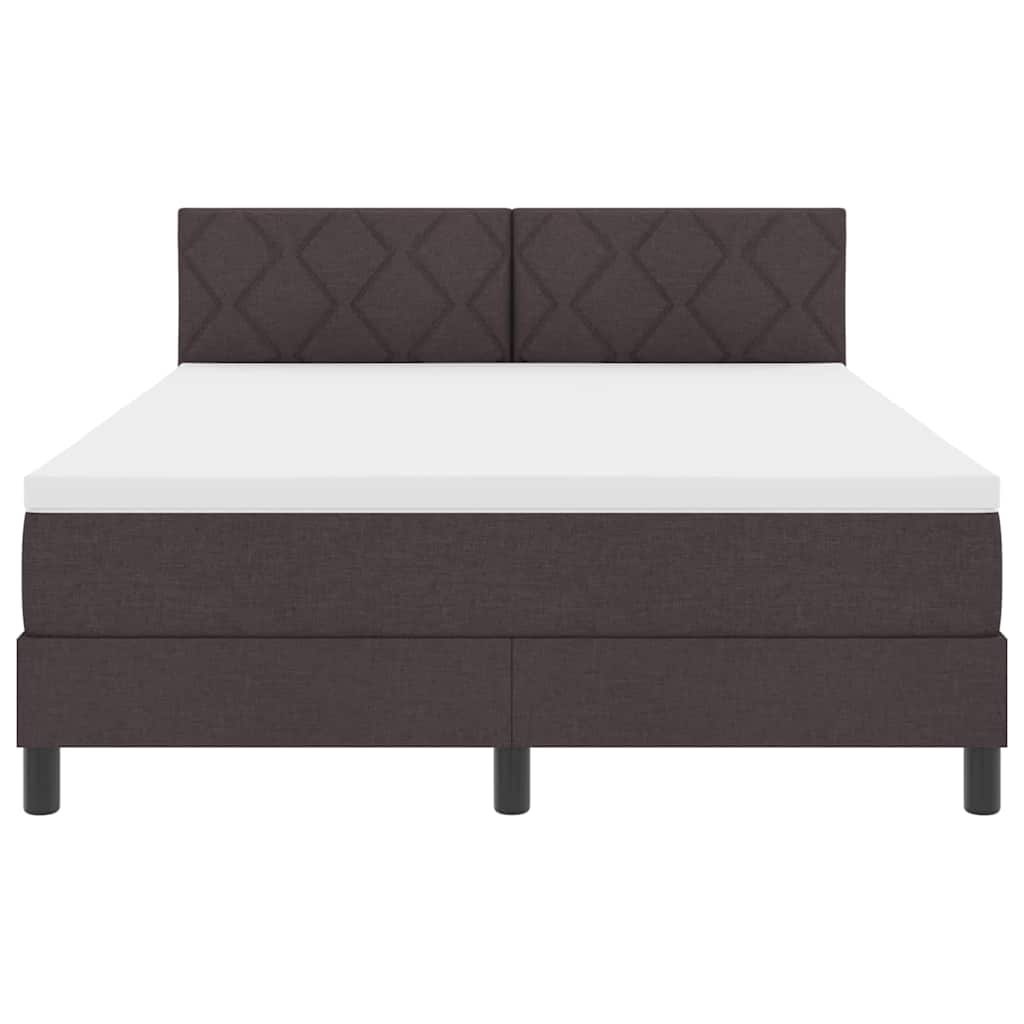 Boxrugós ágy fejtámlával Sötét Barna 140 x 190 cm szövet