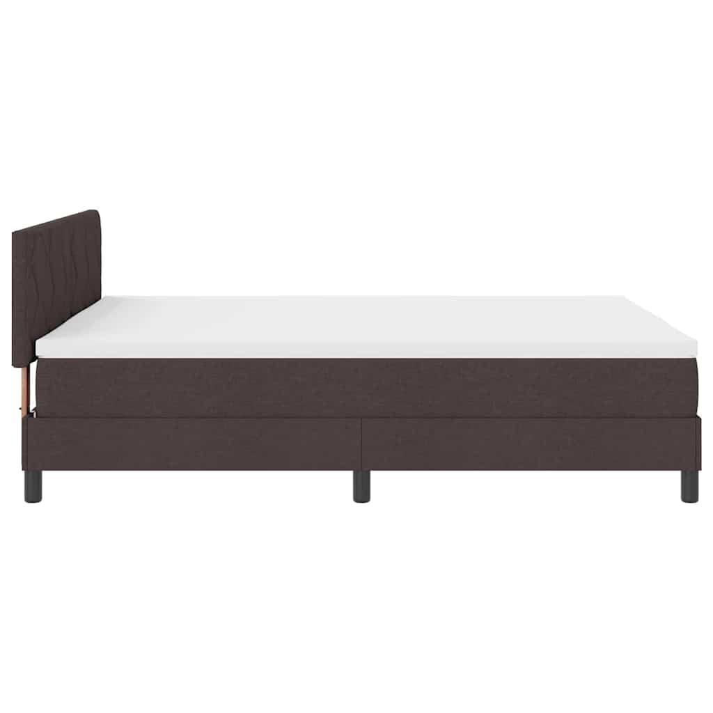Boxrugós ágy fejtámlával Sötét Barna 140 x 190 cm szövet