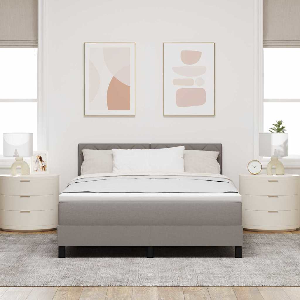 Boxrugós ágy fejtámlával Tópszínű 140 x 200 cm szövet