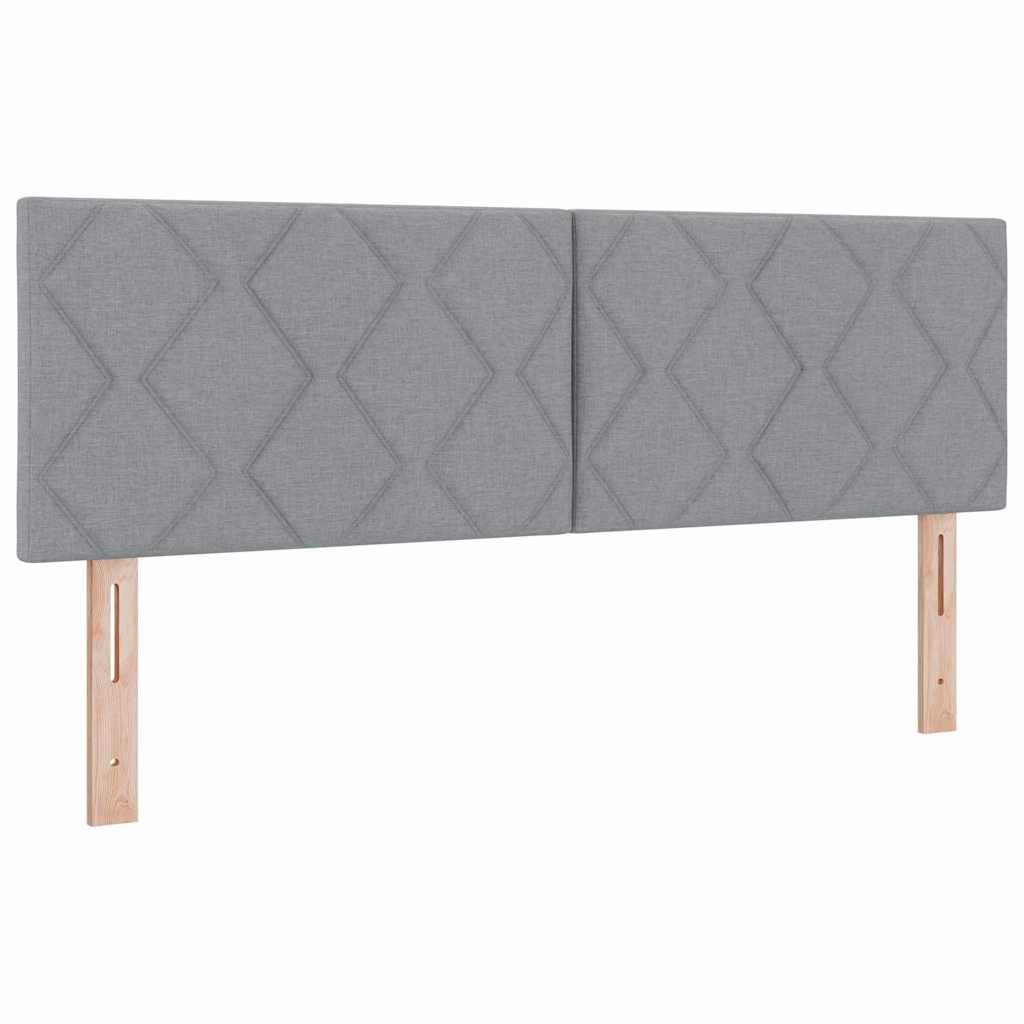 Boxrugós ágy fejtámlával Világosszürke 160 x 200 cm szövet