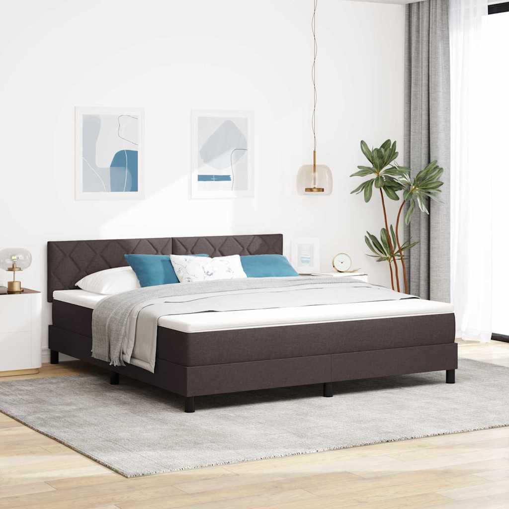 Boxrugós ágy párnával Sötét Barna 180 x 200 cm szövet
