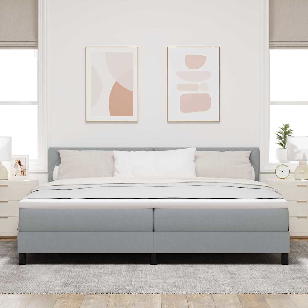 Boxrugós ágy párnával Világosszürke 200 x 200 cm szövet