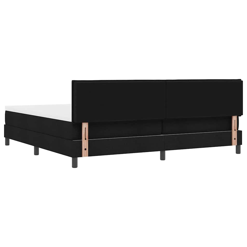 Boxrugós ágy fejtámlával Fekete 200 x 200 cm szövet