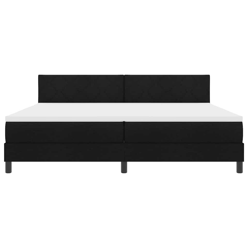 Boxrugós ágy fejtámlával Fekete 200 x 200 cm szövet