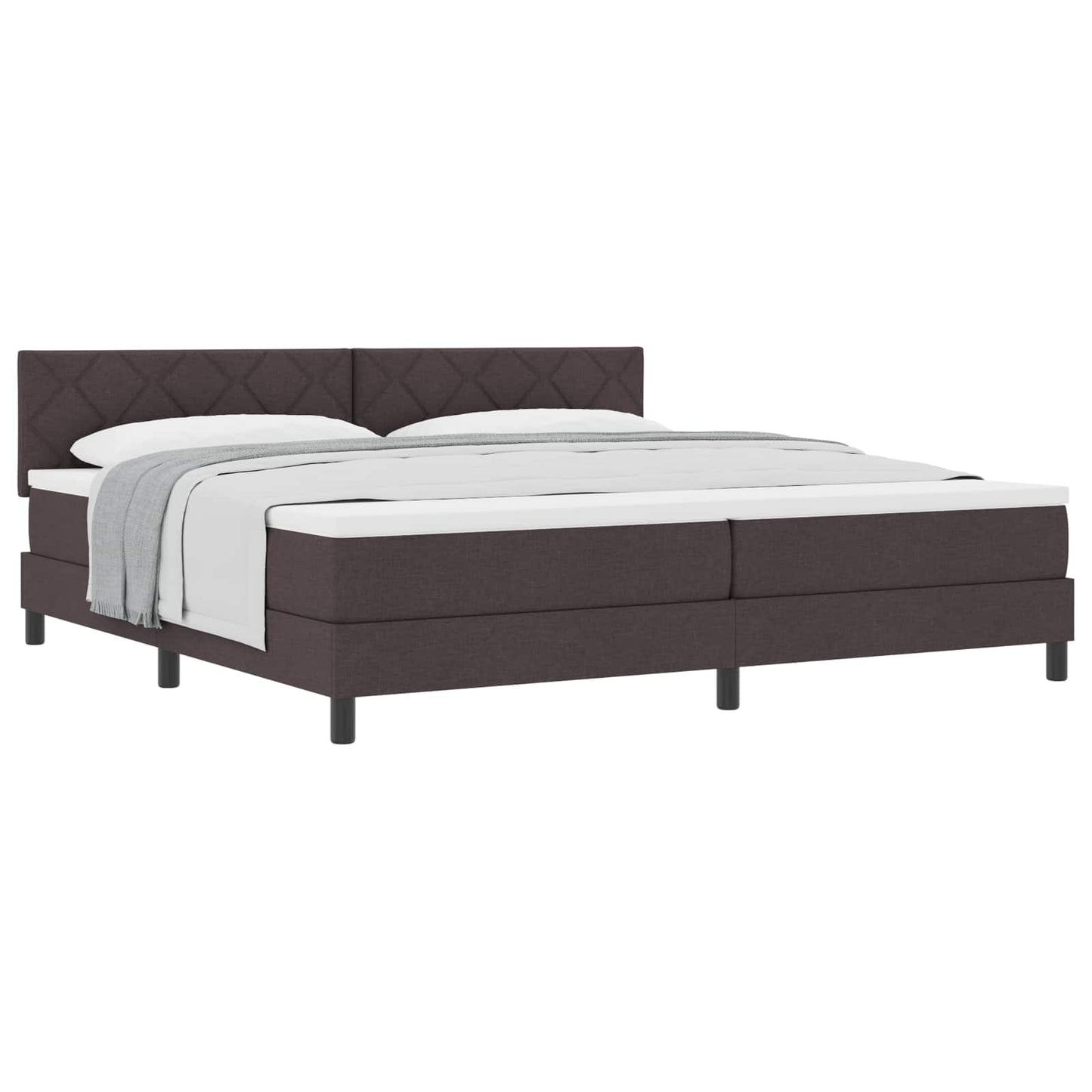 Boxrugós ágy fejtámlával Sötét Barna 200 x 200 cm szövet