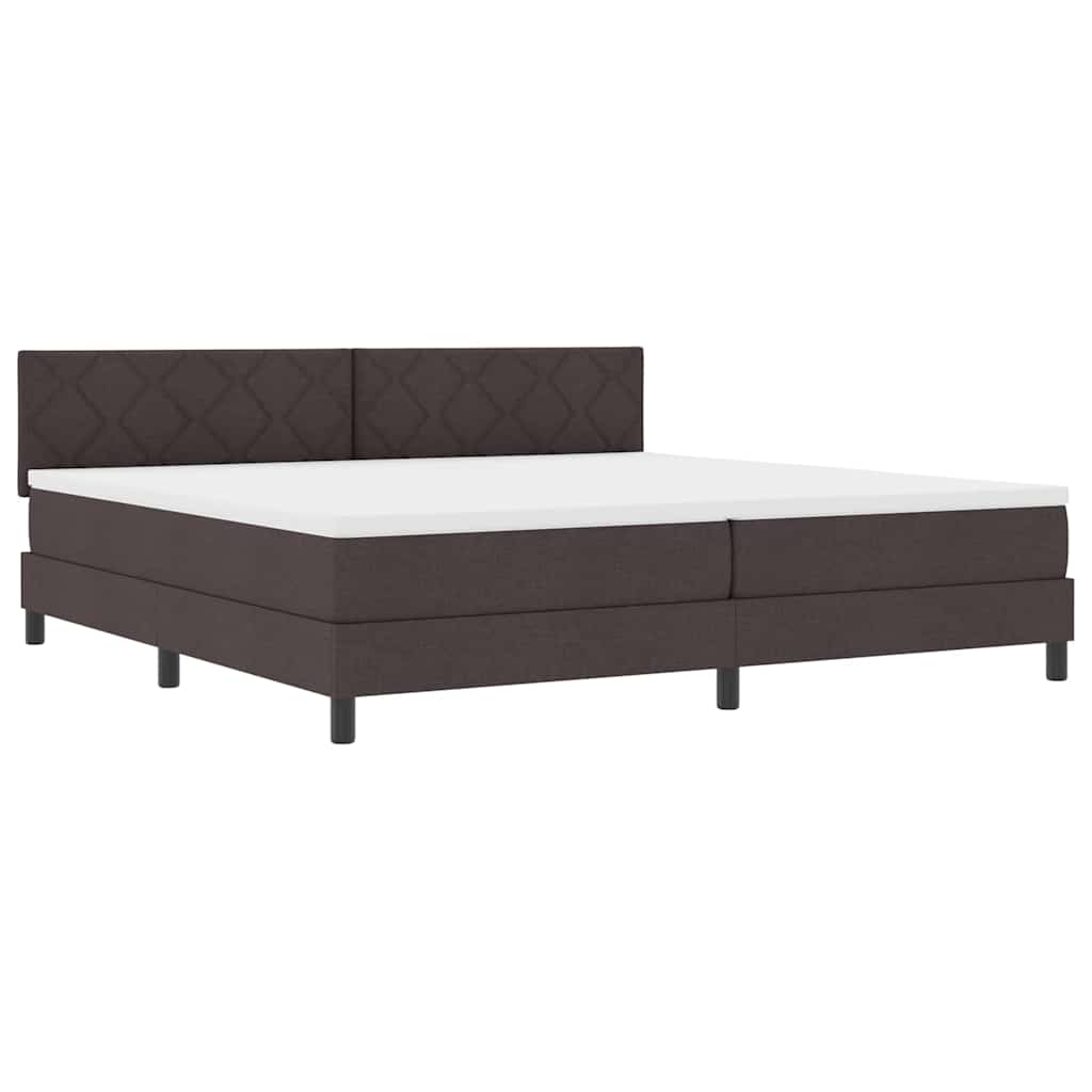 Boxrugós ágy fejtámlával Sötét Barna 200 x 200 cm szövet