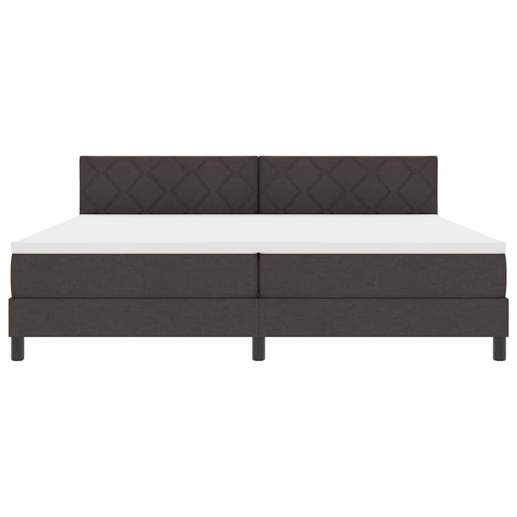 Boxrugós ágy fejtámlával Sötét Barna 200 x 200 cm szövet