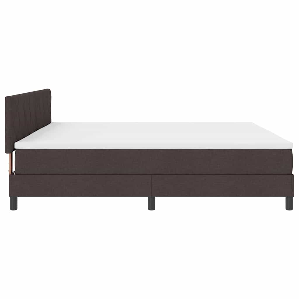Boxrugós ágy fejtámlával Sötét Barna 200 x 200 cm szövet