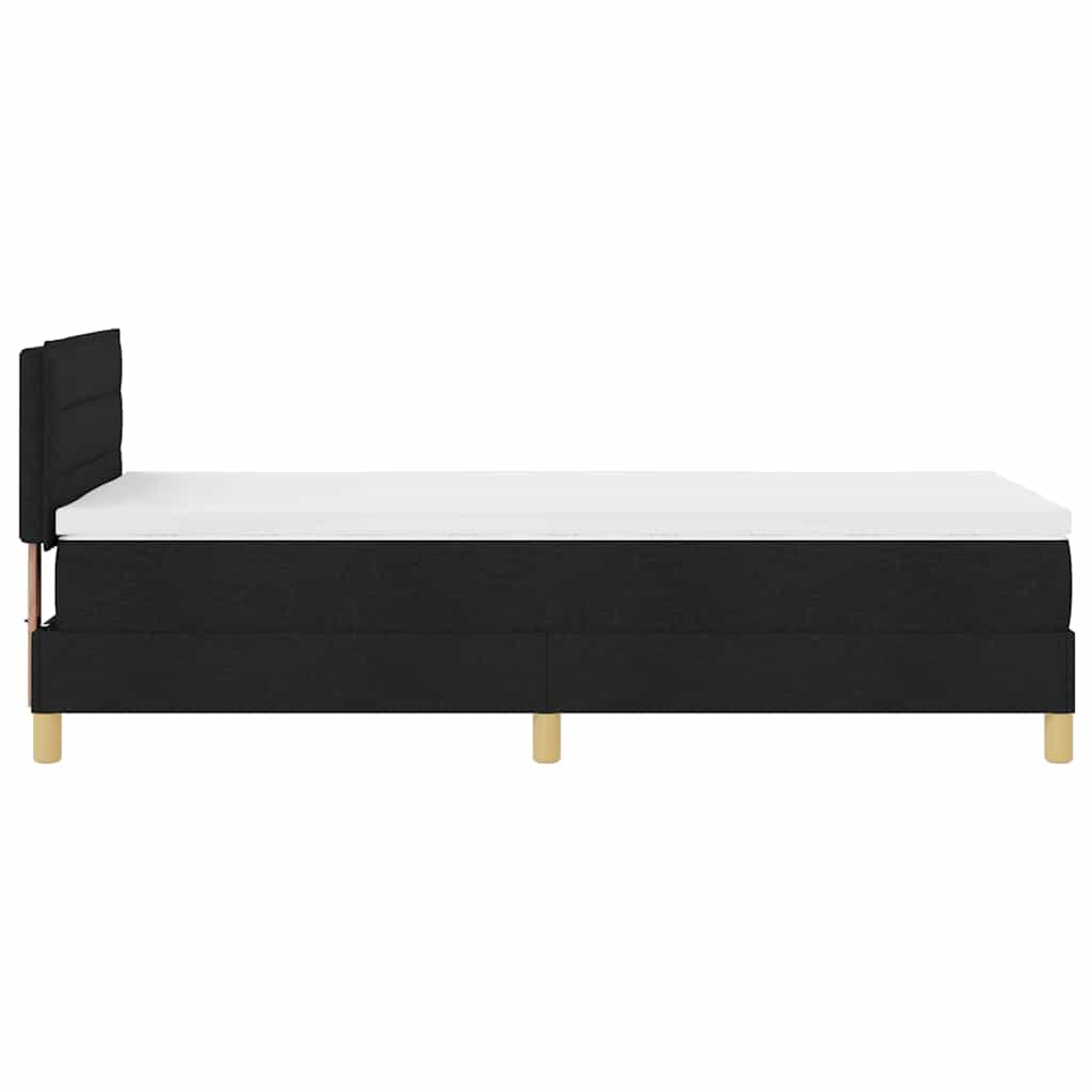 Boxrugós ágy párnával fejtámlával Fekete 80 x 200 cm szövet