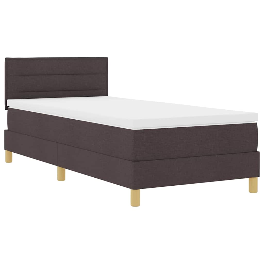 Boxrugós ágy párnával Sötét Barna 80 x 200 cm szövet