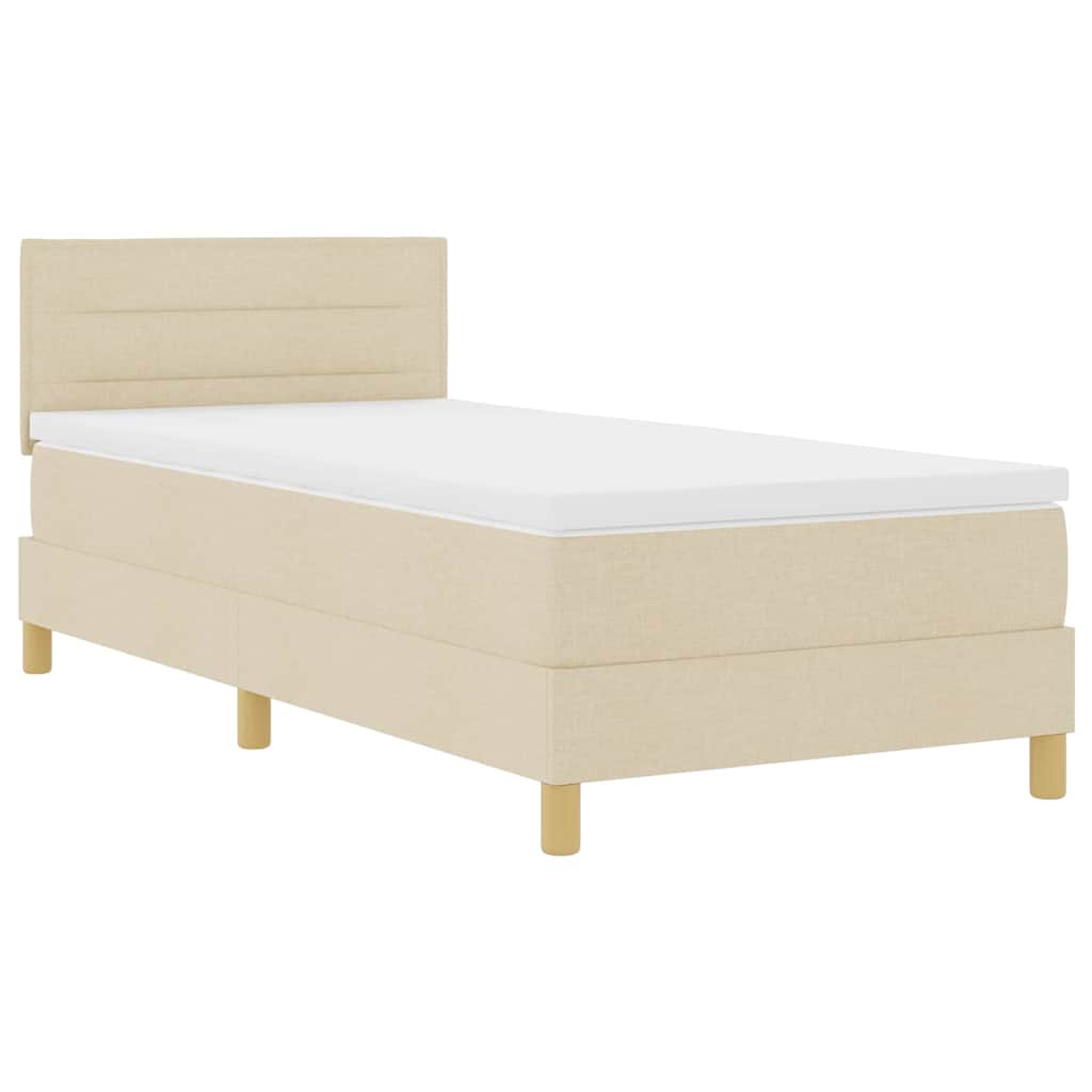 Boxrugós ágy párnával fejtámlával Krém 80 x 200 cm szövet