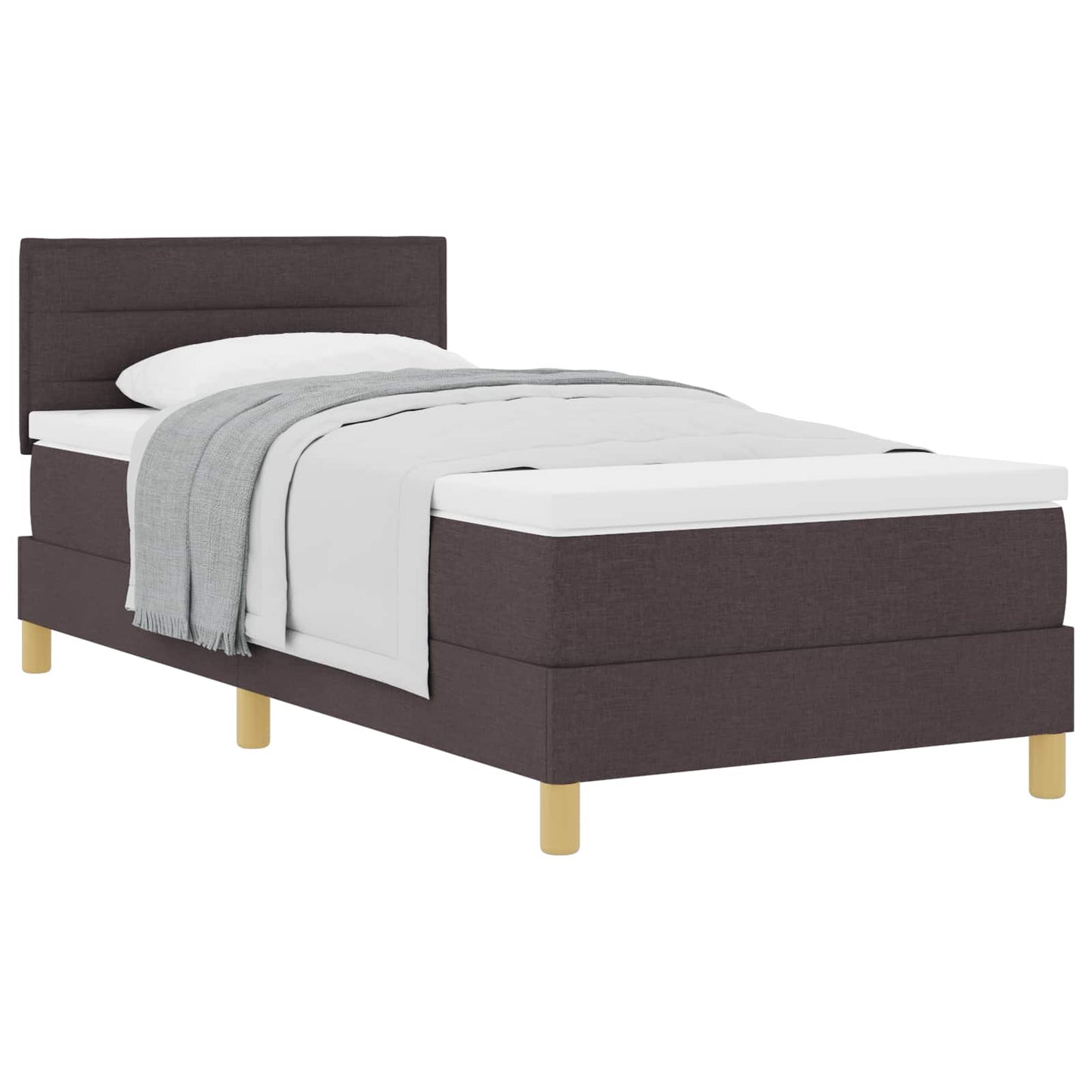 Boxrugós ágy párnával Sötét Barna 90 x 190 cm szövet