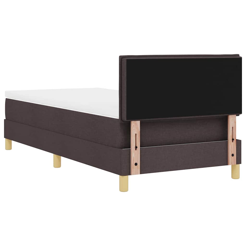Boxrugós ágy párnával Sötét Barna 90 x 190 cm szövet