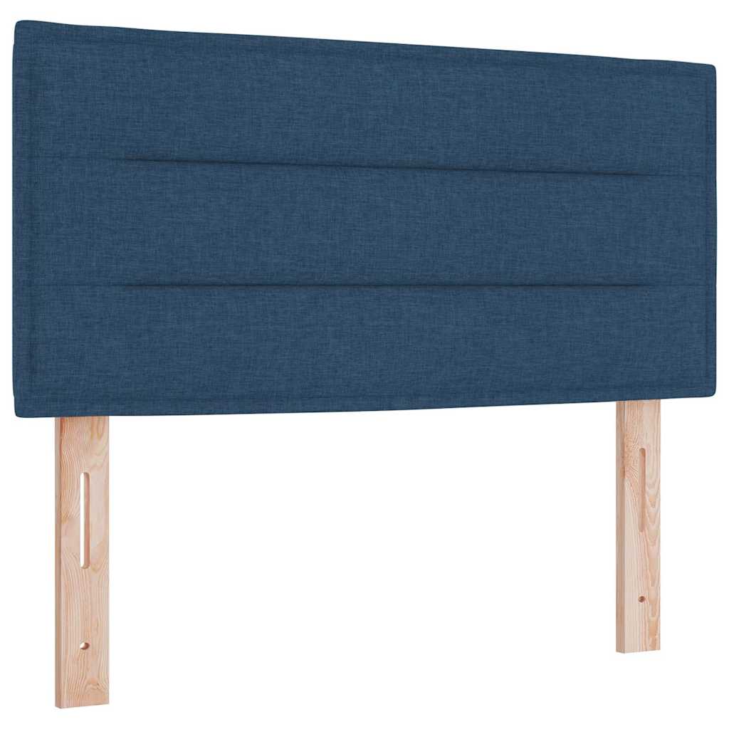 Boxrugós ágy párnával fejtámlával Kék 90 x 200 cm szövet