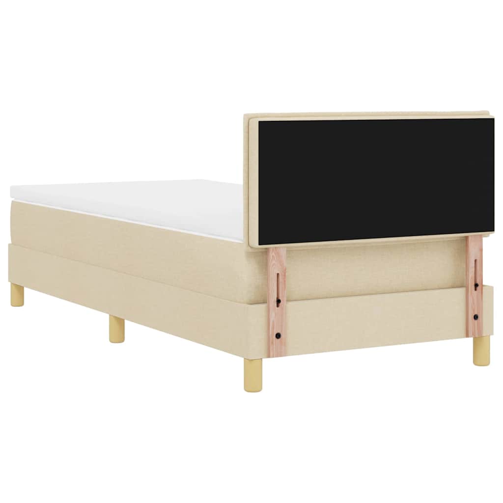 Boxrugós ágy párnával fejtámlával Krém 100 x 200 cm szövet
